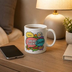 I Speak Fluent Sarcasm Funny Coffee Mug, Sassy Ceramic Cup, Office Humor Gift | Trinmama image 3