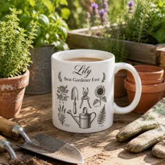 Personalized Best Gardener Ever Mug, Custom Name Ceramic Coffee Cup, Gardening Lover Gift | Trinmama image 2