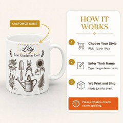 Personalized Best Gardener Ever Mug, Custom Name Ceramic Coffee Cup, Gardening Lover Gift | Trinmama image 4