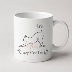 Personalized Crazy Cat Lady Mug, Custom Name Ceramic Coffee Cup, Cat Lover Gift | Trinmama image 1