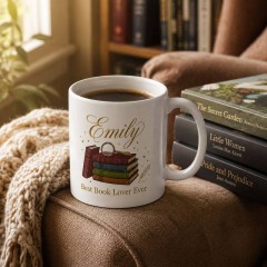 Personalized Best Book Lover Ever Mug, Custom Name Ceramic Coffee Cup, Book Lover Gift | Trinmama image 3