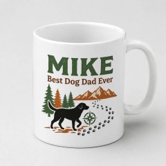 Personalized Best Dog Dad Ever Mug, Custom Name Ceramic Coffee Cup, Dog Dad Gift | Trinmama image 1