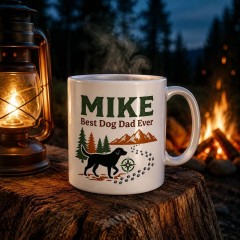Personalized Best Dog Dad Ever Mug, Custom Name Ceramic Coffee Cup, Dog Dad Gift | Trinmama image 3
