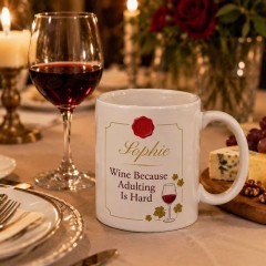 Personalized Wine Because Adulting Is Hard Mug, Custom Name Ceramic Coffee Cup, Wine Lover Gift | Trinmama image 2