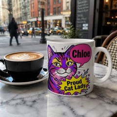 Personalized Proud Cat Lady Mug, Custom Name Ceramic Coffee Cup, Cat Lover Gift | Trinmama image 3