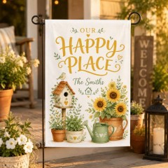 Personalized Our Happy Place Garden Flag & Custom Yard Flag - Custom Name image 3