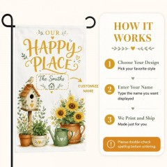 Personalized Our Happy Place Garden Flag & Custom Yard Flag - Custom Name image 5