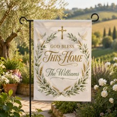 Personalized God Bless This Home Garden Flag & Custom Yard Flag - Custom Name image 2