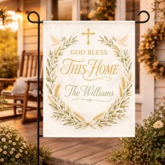 Personalized God Bless This Home Garden Flag & Custom Yard Flag - Custom Name image 3