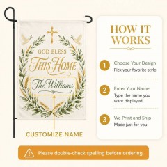 Personalized God Bless This Home Garden Flag & Custom Yard Flag - Custom Name image 5