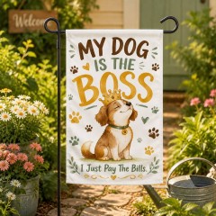 My Dog Is The Boss Funny Garden Flag, Dog Lover Yard Flag, Outdoor Decor | Trinmama image 2