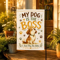 My Dog Is The Boss Funny Garden Flag, Dog Lover Yard Flag, Outdoor Decor | Trinmama image 3