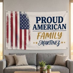 Personalized Proud American Family House Flag, 4th of July Patriotic Flag, Outdoor Decor | Trinmama image 2