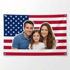 Personalized American Flag Photo House Flag, Custom Photo Patriotic Flag, Outdoor Decor | Trinmama