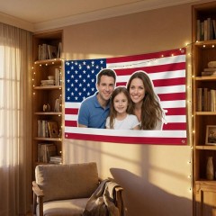 Personalized American Flag Photo House Flag, Custom Photo Patriotic Flag, Outdoor Decor | Trinmama image 3