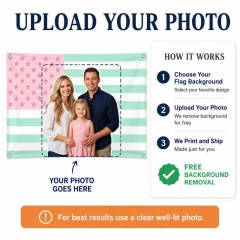 Personalized Pastel Mint Pink Photo House Flag, Custom Photo Flag, Outdoor Decor | Trinmama image 6