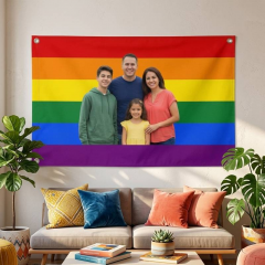 Personalized Rainbow Pride Family Photo House Flag, Custom Photo Flag, Outdoor Decor | Trinmama image 2