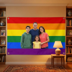 Personalized Rainbow Pride Family Photo House Flag, Custom Photo Flag, Outdoor Decor | Trinmama image 3