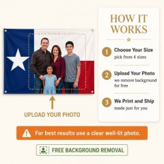 Personalized Texas State Flag Family Photo House Flag, Custom Photo Flag, Texas Decor | Trinmama image 6
