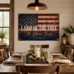 Personalized Land of the Free House Flag, Custom Name Patriotic Flag, Outdoor Decor | Trinmama image 3