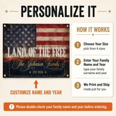 Personalized Land of the Free House Flag, Custom Name Patriotic Flag, Outdoor Decor | Trinmama image 6