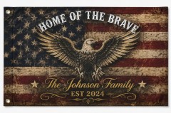 Personalized Home of the Brave House Flag, Custom Name Patriotic Flag, Outdoor Decor | Trinmama image 4