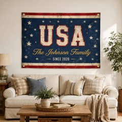 Personalized USA Stars Pride House Flag, Custom Name Patriotic Flag, Outdoor Decor | Trinmama image 2