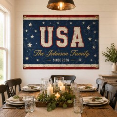Personalized USA Stars Pride House Flag, Custom Name Patriotic Flag, Outdoor Decor | Trinmama image 3