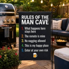 Rules of The Man Cave Funny Garden Flag, Man Cave Yard Flag, Outdoor Decor | Trinmama image 3