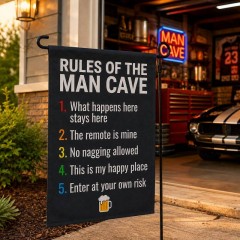 Rules of The Man Cave Funny Garden Flag, Man Cave Yard Flag, Outdoor Decor | Trinmama image 4
