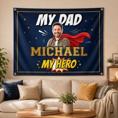 My Dad My Hero Personalized House Flag, Custom Photo Name Flag, Father's Day Gift | Trinmama image 3