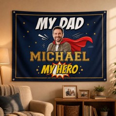 My Dad My Hero Personalized House Flag, Custom Photo Name Flag, Father's Day Gift | Trinmama image 4