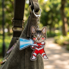 Personalized Ultraman Pet Photo Keychain, Acrylic Keyring, Pet Lover Gift | Trinmama image 2