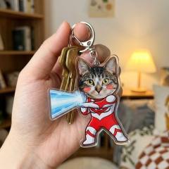 Personalized Ultraman Pet Photo Keychain, Acrylic Keyring, Pet Lover Gift | Trinmama image 3