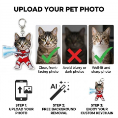 Personalized Ultraman Pet Photo Keychain, Acrylic Keyring, Pet Lover Gift | Trinmama image 4