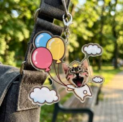 Personalized Crown Balloon Pet Photo Keychain, Acrylic Keyring, Dreamy Gift | Trinmama image 2