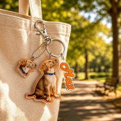Personalized Pet Photo Keychain Set - Custom Dog Head & Full Body & Name Tag Acrylic Keyring - Unique Gift for Dog Lovers image 4