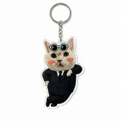 Custom Pet Photo Keychain, Cat in Suit Charm, Cat Lover Gift | Trinmama