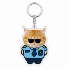Custom Pet Photo Keychain, Police Cat Charm, Cat Lover Gift | Trinmama
