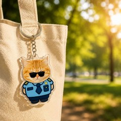 Custom Pet Photo Keychain, Police Cat Charm, Cat Lover Gift | Trinmama image 2