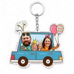 Custom Family Photo Keychain, Blue Car Charm, Unique Family Gift | Trinmama
