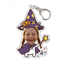 Custom Photo Wizard with Magic Wand Keychain, Acrylic Charm, Magical Gift | Trinmama