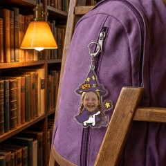 Custom Photo Wizard with Magic Wand Keychain, Acrylic Charm, Magical Gift | Trinmama image 3