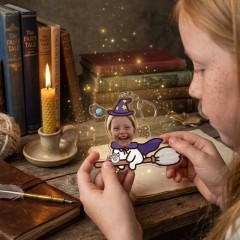 Custom Photo Witch Broomstick Keychain, Acrylic Charm, Magical Gift | Trinmama image 2