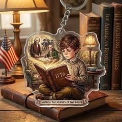 USA 250th Anniversary Boy and 1776 Scene Keychain, Acrylic Charm, Patriotic Gift | Trinmama image 2