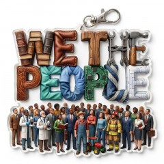 USA 250th Anniversary We The People Keychain, Mixed Materials Charm, Patriotic Gift | Trinmama