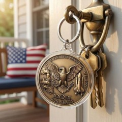 USA 250th Anniversary E Pluribus Unum Medal Keychain, Acrylic Coin Charm, Patriotic Gift | Trinmama image 3