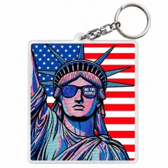 USA 250th Pop Art Statue of Liberty Keychain, Acrylic Charm, Patriotic Gift | Trinmama