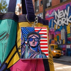 USA 250th Pop Art Statue of Liberty Keychain, Acrylic Charm, Patriotic Gift | Trinmama image 2