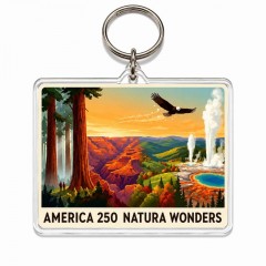 USA 250th Anniversary Natural Wonders Keychain, Acrylic Charm, Patriotic Gift | Trinmama